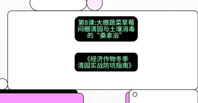 第8节：【大棚蔬菜草莓】闷棚清园与土壤消毒的&ldquo;桑拿浴&rdquo;，课程：《经济作物冬季清园&middot;实战防坑指南》#识农AI